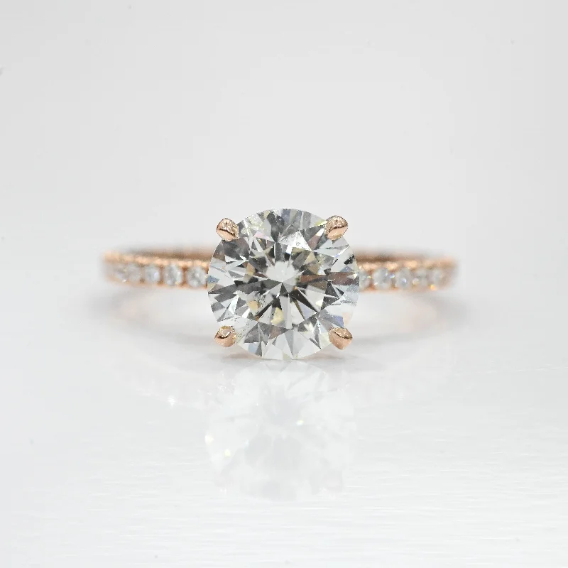 baroque-inspired ladies engagement rings-2.11 Round Natural Diamond Engagement Ring