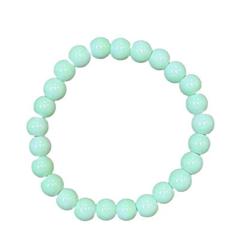 astrology sign ladies bracelets & bangles-Mint Green Round 8mm Bracelet