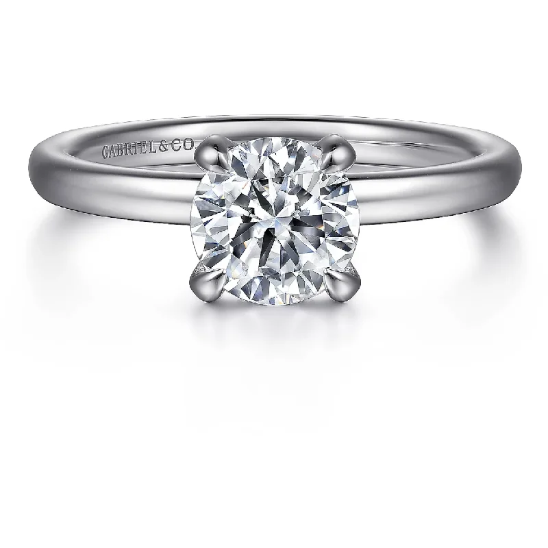 minimalist ladies engagement rings-Gabriel "Daniele" 14K White Gold Diamond Basket Solitaire Engagement Ring