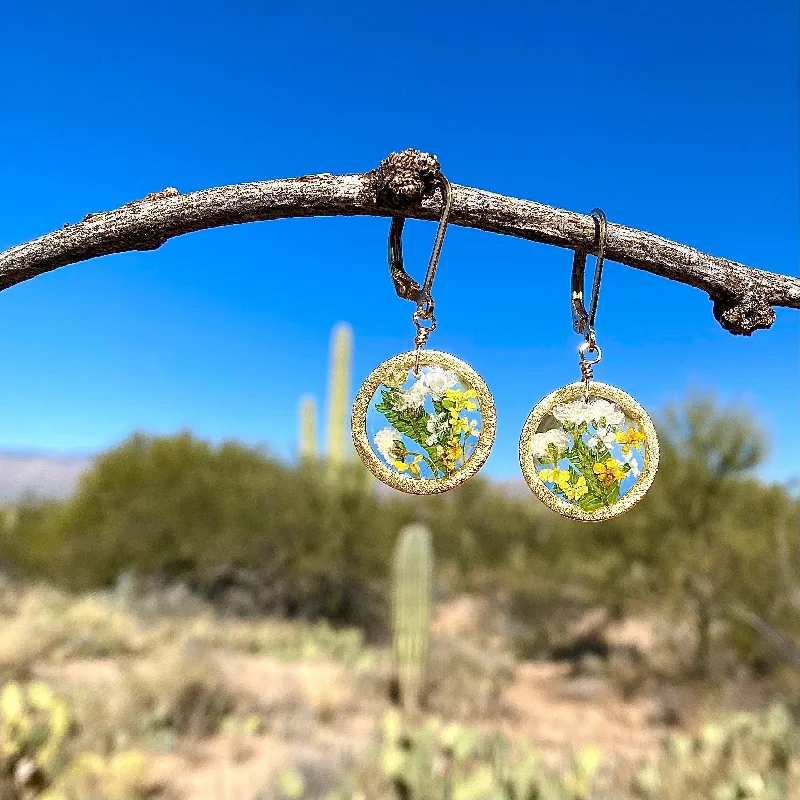 high-end gemstone ladies earrings-Yellow and White Wildflowers Earrings - BG25