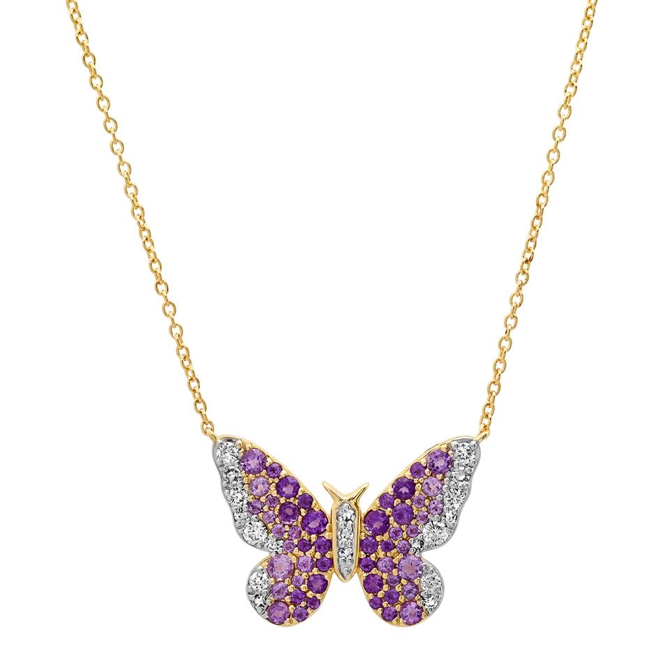 sterling silver charm ladies necklace-Ombre Butterfly Necklace