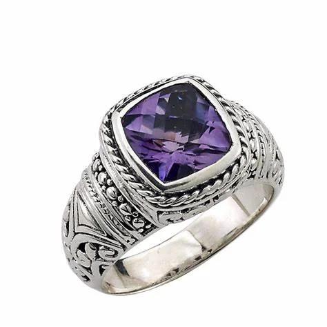 open band ladies ring-Honesty Ring- Amethyst