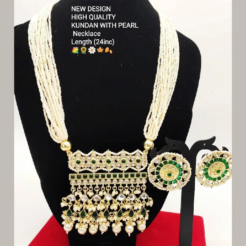 white gold ladies necklace-Manisha Jewellery Kundan Stone Gold Plated  Necklace Set