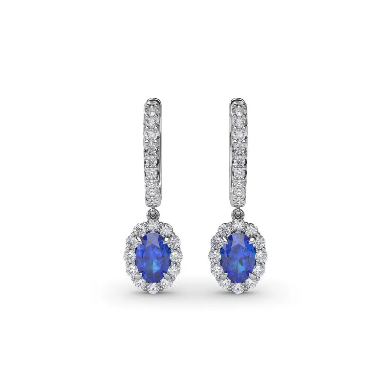 moon and star ladies earrings-Dazzling Sapphire and Diamond Drop Earrings ER1834S