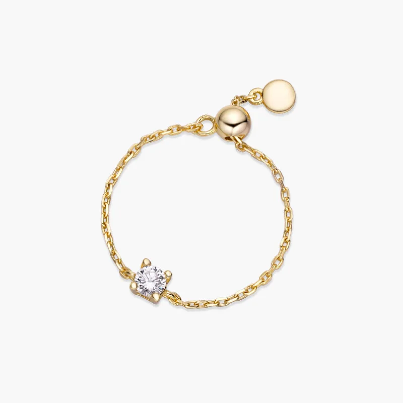 dainty gold ladies ring-Dainty Round Chain Ring