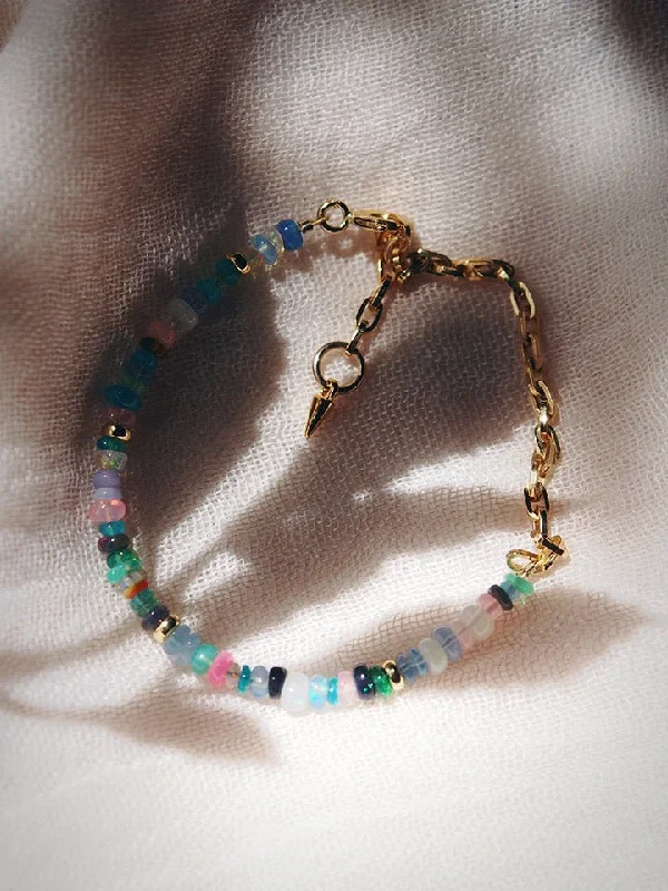 infinity love ladies bracelets & bangles-Rainbow Opal & Gold Chain Bracelet - Hau’oli