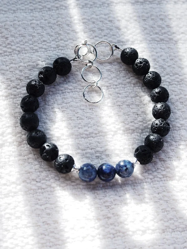 infinity symbol ladies bracelets & bangles-Unisex Men's Lapis Lazuli Lava Bracelet - Keahilani