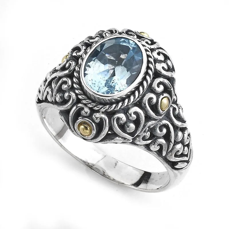 marquise cut ladies ring-Justina Ring- Blue Topaz