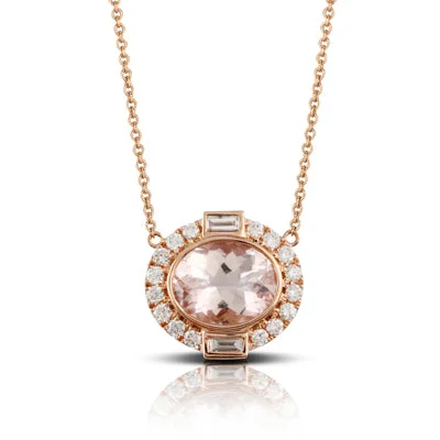 stackable layering ladies necklace-Doves Morganite and Diamond Necklace N8838MG