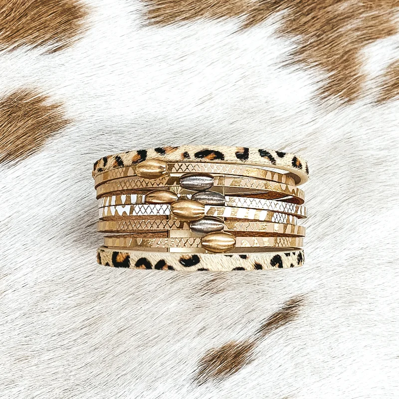 high-end gemstone ladies bracelets & bangles-Animal Print Magnetic Bracelet in Gold