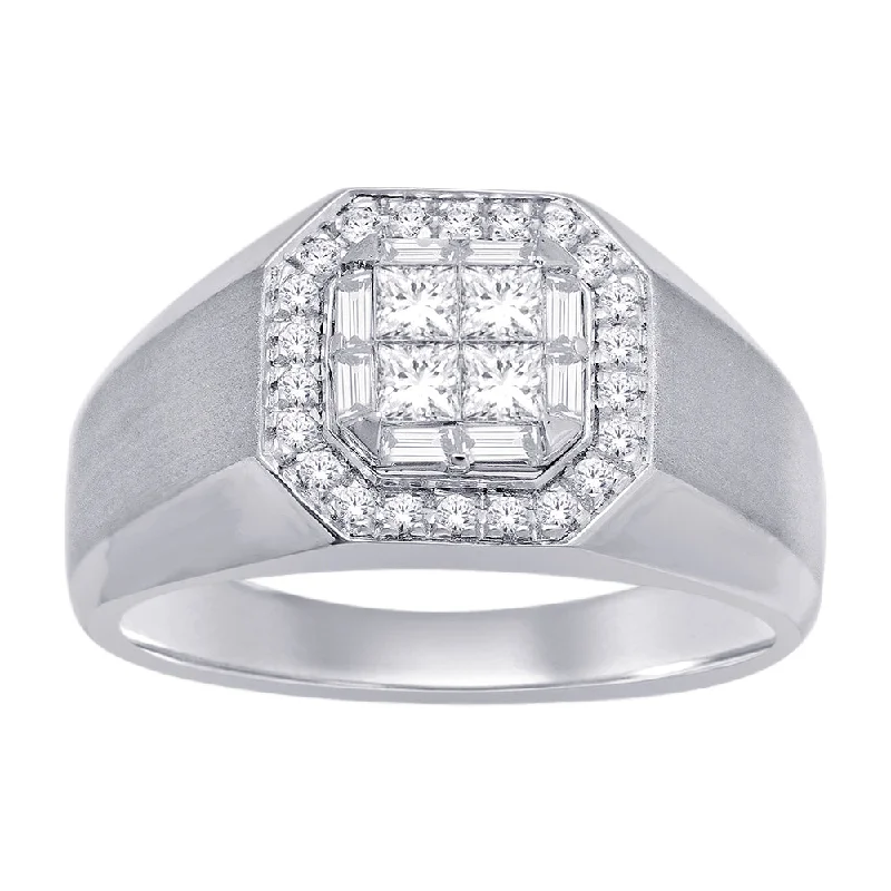 unique design ladies ring-14K White Gold 3/4 Ct.Tw. Diamond Mens Ring