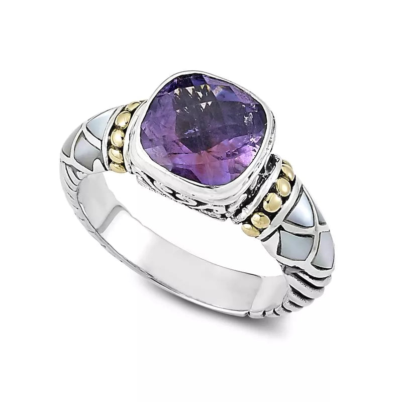 mother-of-pearl ladies ring-Rak Ring- Amethyst