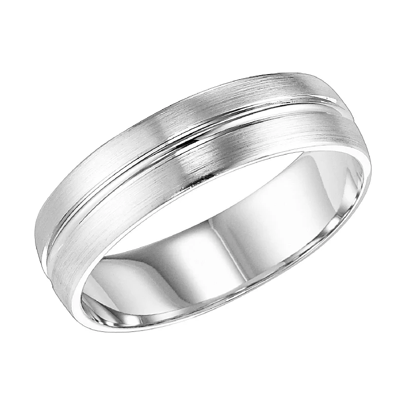 cocktail ladies ring-14K White Gold 6mm Comfort Fit Wht Engraved Wedding Band