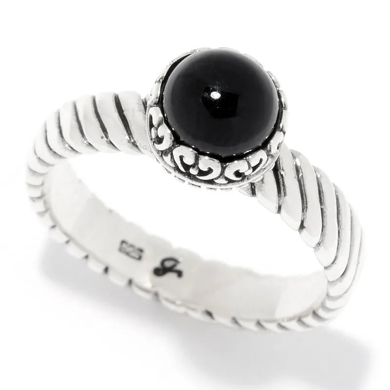 wire-wrapped ladies ring-Comet Ring- Onyx