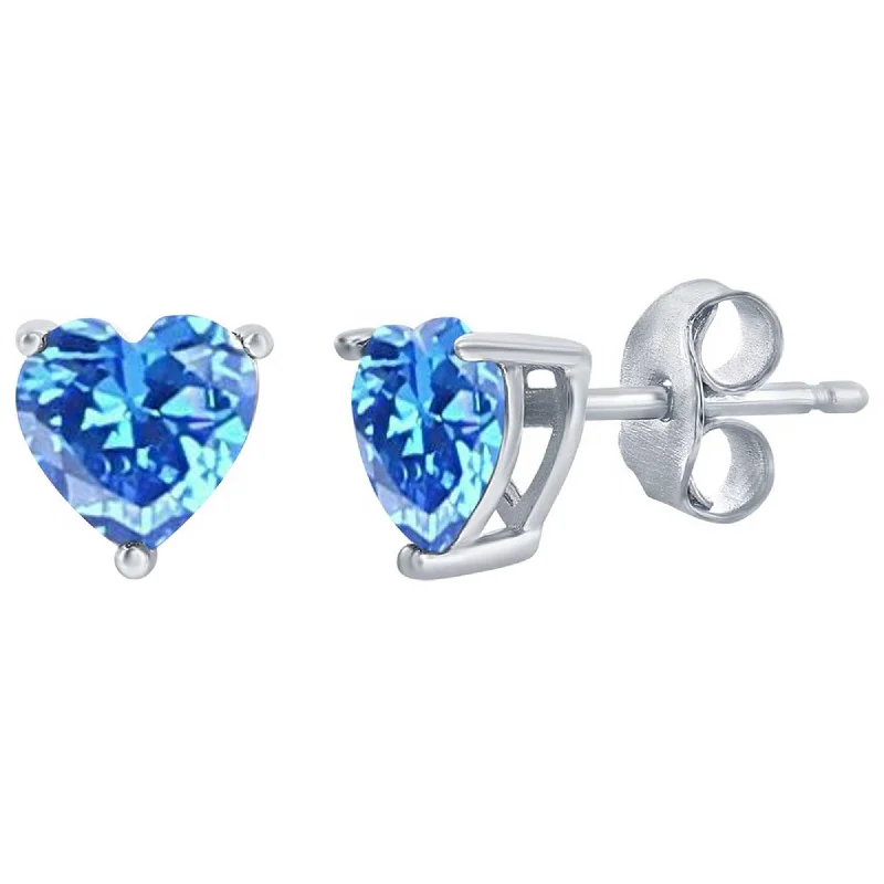 silver multi-layer ladies earrings-Classic Women's Earrings - SS Blue Topaz "December" Heart Perciosa Crystal | D-8428