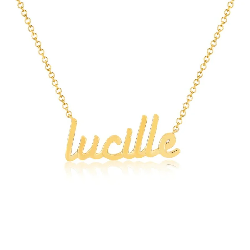 push-lock ladies necklace-Gold Script Personalized Name Necklace