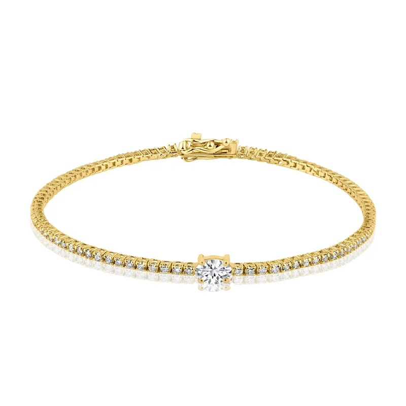 celestial-themed ladies bracelets & bangles-Mixed Shape Oval Diamond Tennis Bracelet