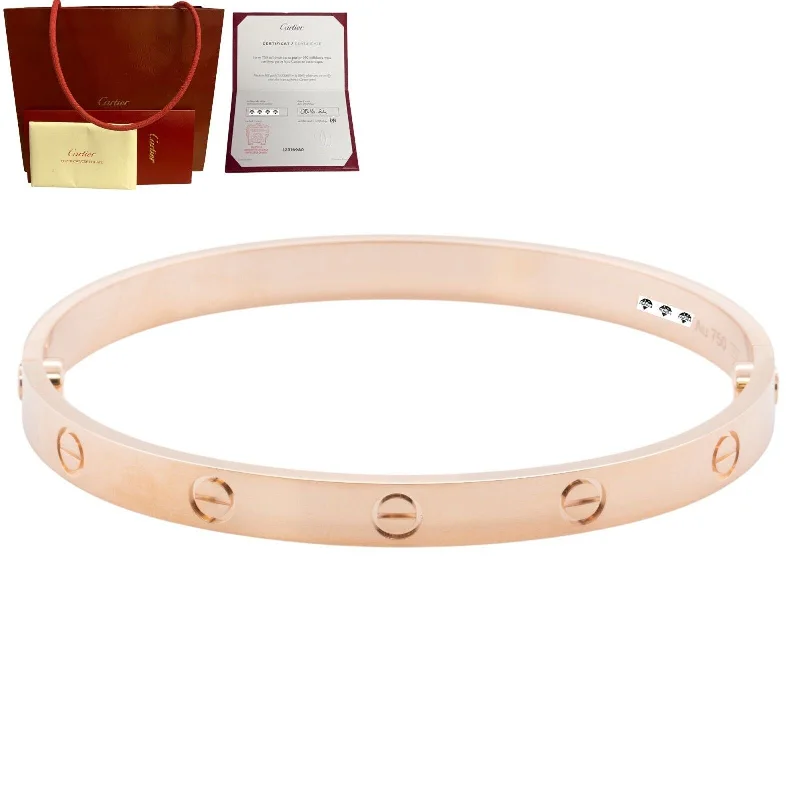 emerald ladies bracelets & bangles-2024 NEW STYLE Cartier Love 18k Rose Gold Bangle Bracelet Size 19 BAG BOX CERT