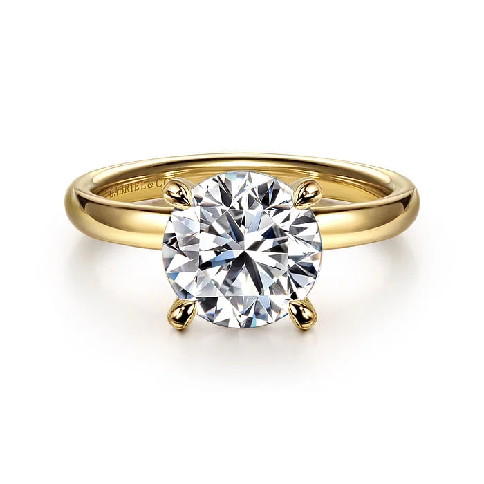 classic ladies engagement rings-Unite - 14K Yellow Gold Round Solitaire Diamond Engagement Ring (Setting Only)