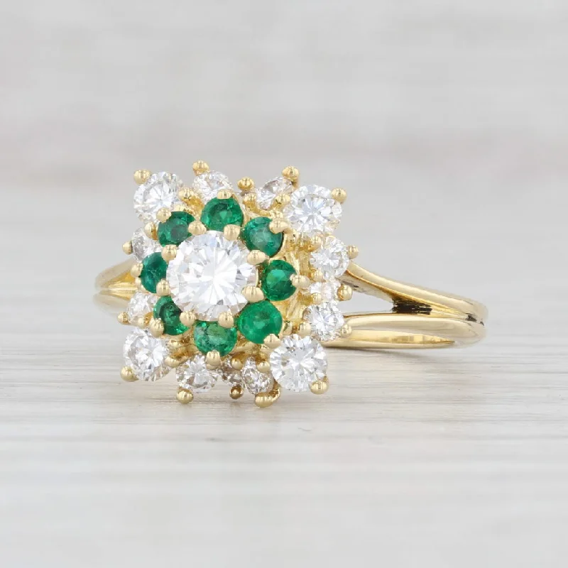 trillion-cut ladies engagement rings-Kurt Wayne 1.7ctw Diamond Emeralds 18k Yellow Gold Size 7 Cocktail Engagement