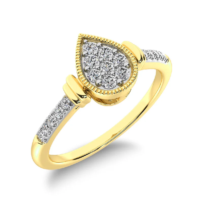 dainty gold ladies ring-10K Yellow Gold 1/8 Ct.Tw. Diamond Pear Shape Ring