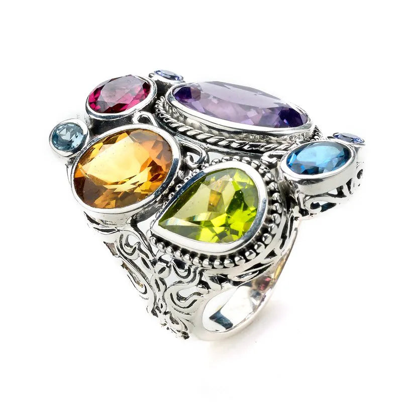 classic wedding ladies ring-Madeira Ring- Multi Gemstones