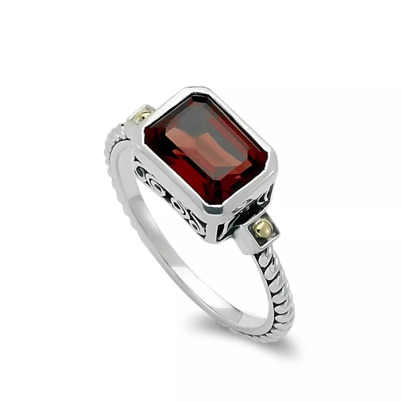 gold ladies ring-Eirini Ring- Garnet