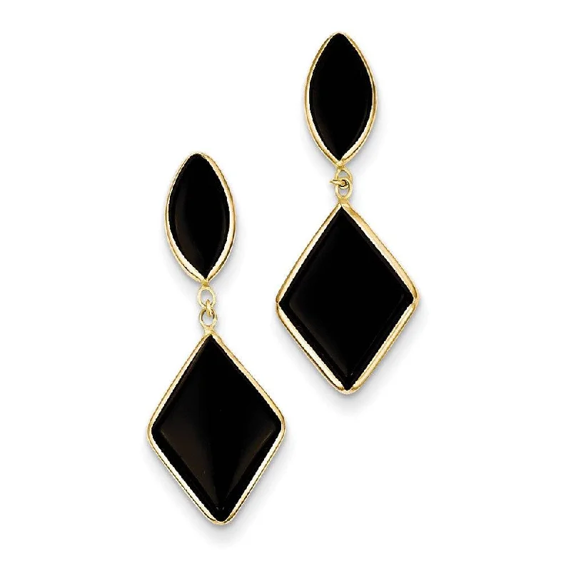 astrology sign ladies earrings-14k Onyx Dangle Earrings