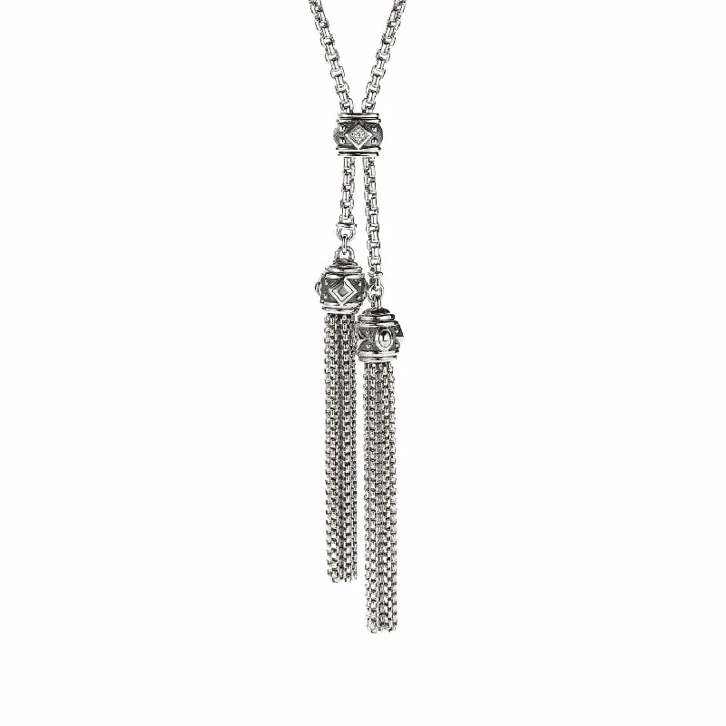 three-layer chain ladies necklace-Renaissance Tassel Necklace with Diamonds