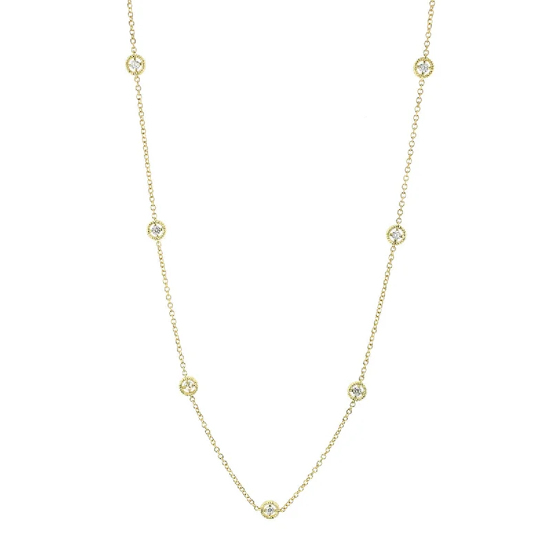 unique statement ladies necklace-18K Yellow Gold Diamonds by the Inch 7 Station Necklace