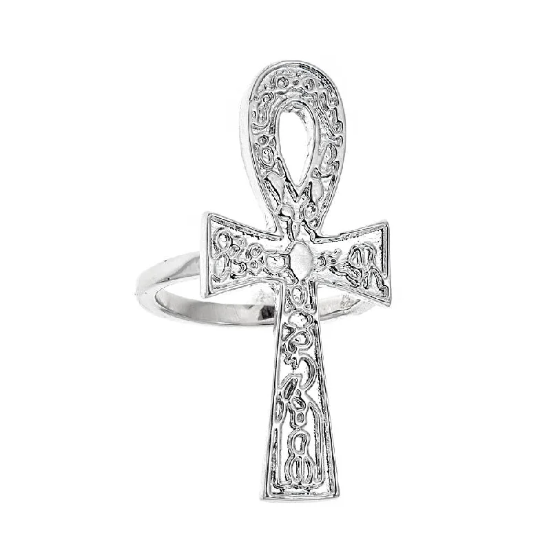 open heart ladies ring-Better Jewelry Etched Ankh Ring .925 Solid Sterling Silver Ring (7.5 grams)