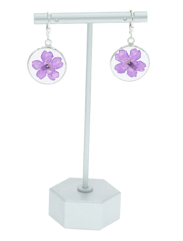 freshwater pearl ladies earrings-Purple Petunia Flower Earrings - BG8