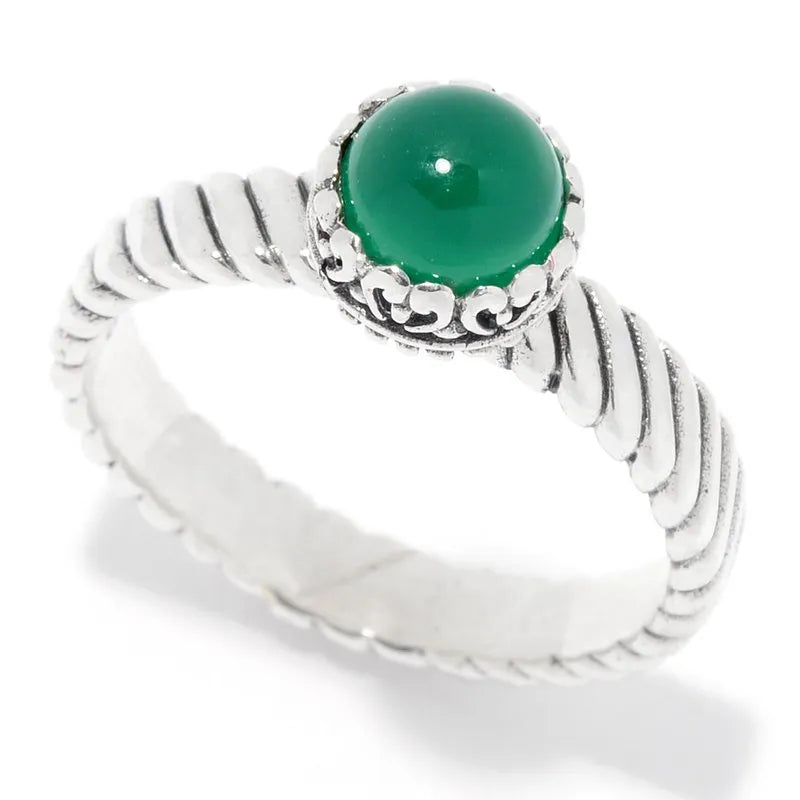 zodiac sign ladies ring-Comet Ring- Green Onyx