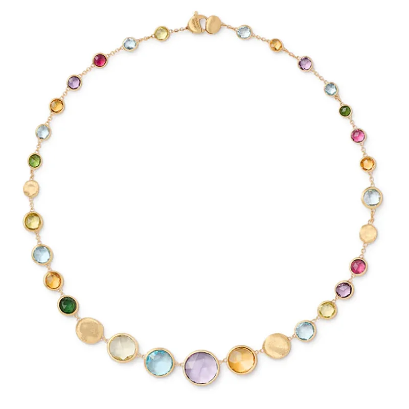 timeless elegance ladies necklace-18K Yellow Gold and Multicolored Gemstone Necklace