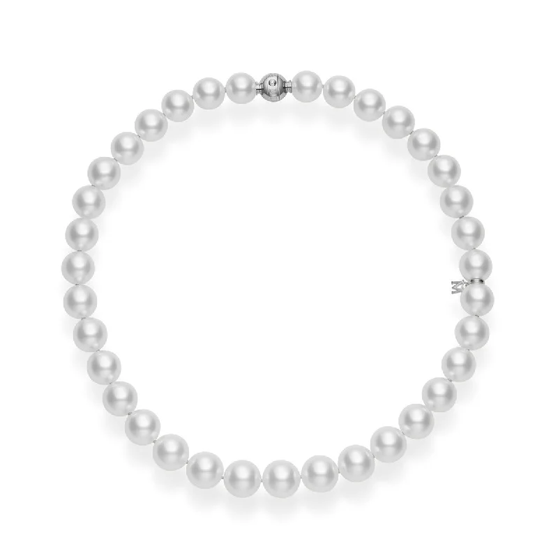 white gold ladies necklace-White South Sea Cultured Pearl Necklace