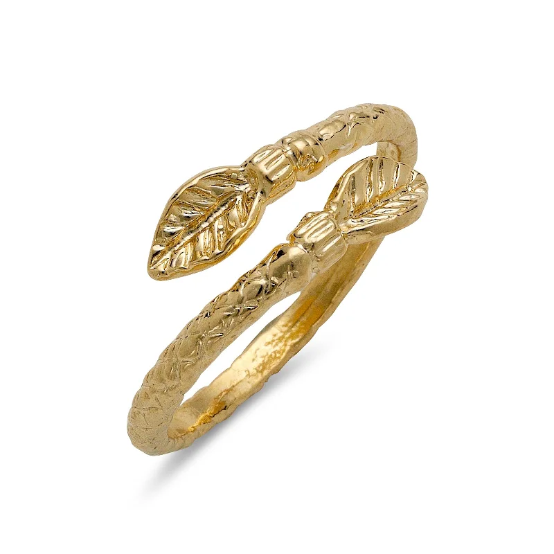 fantasy-inspired ladies ring-Better Jewelry Leaf Ends 10K Yellow Gold West Indian Style Ring