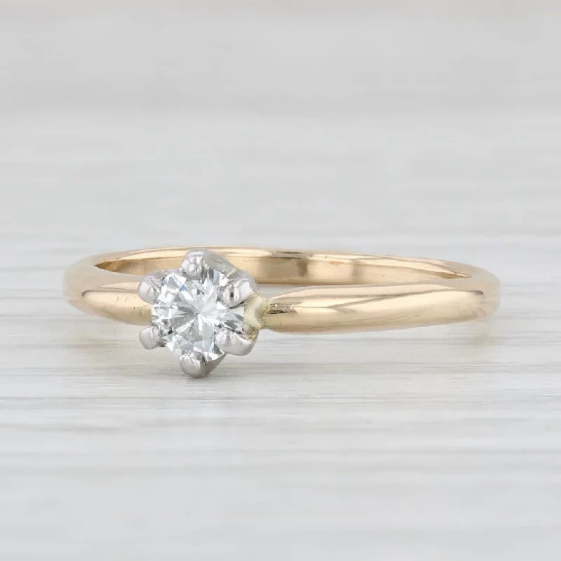 ultra-thin band ladies engagement rings-0.29ct VS2 Round Diamond Solitaire Engagement Ring 14k Gold Size 7.5