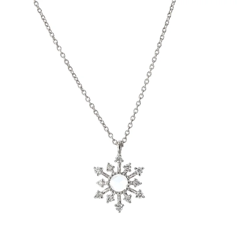 locket ladies necklace-Leena Rose Cut Diamond White Gold Necklace