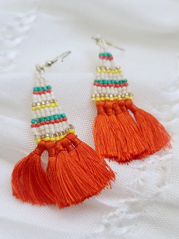 high-end gemstone ladies earrings-Sunset Seed Bead Earrings