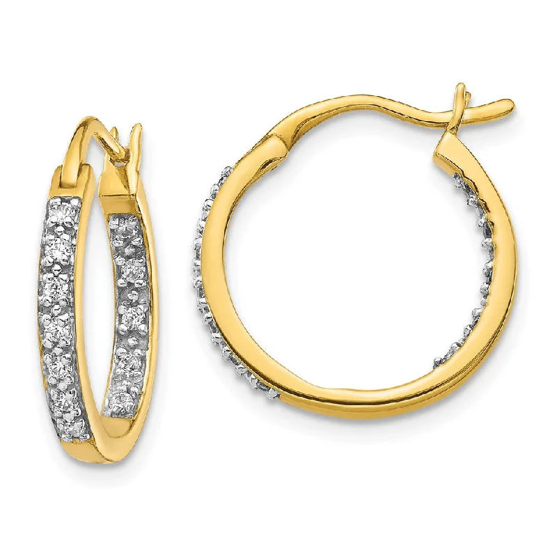 butterfly design ladies earrings-14k Diamond In/Out Hoop Earrings