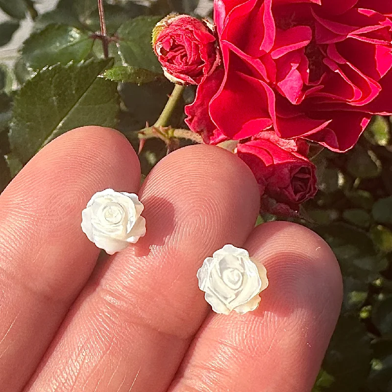 birth month gemstone ladies earrings-Rose Stud Earrings