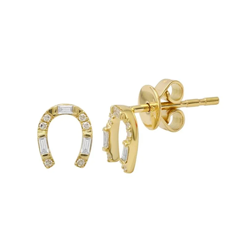 fine gold ladies earrings-LIA HORSESHOE STUD EARRINGS