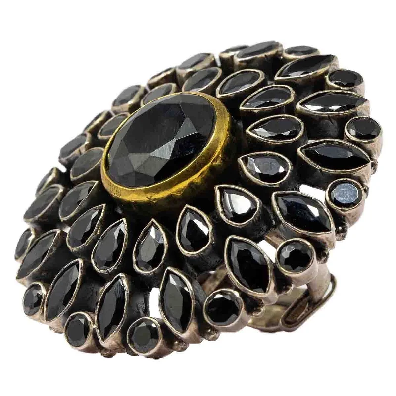 water drop ladies ring-Black Spinel Stone Ring