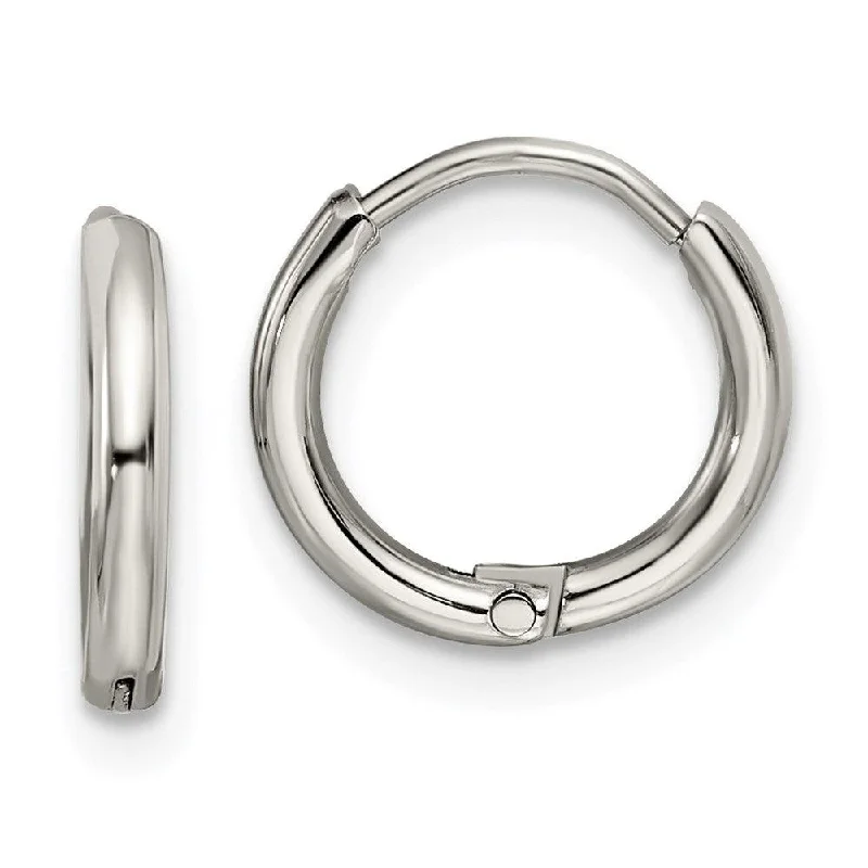 timeless elegance ladies earrings-Stainless Steel Polished 1.6mm Hinged Hoop Earrings