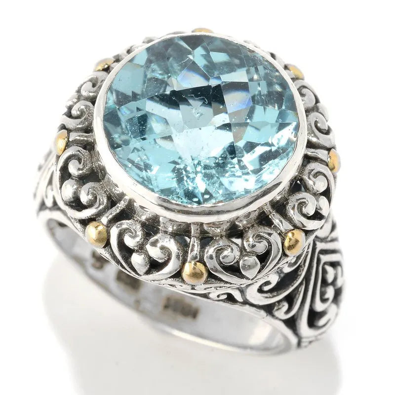 red garnet ladies ring-Lorelei Ring- Blue Topaz