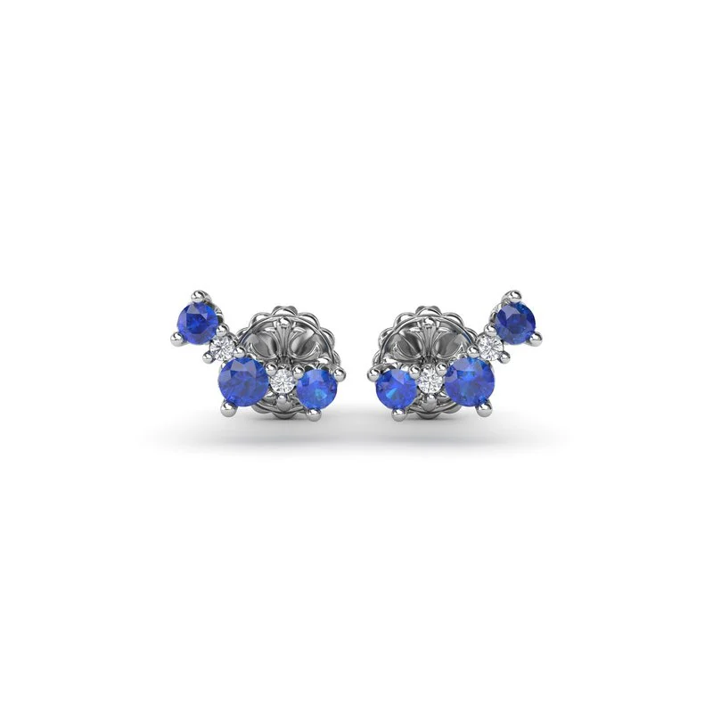 modern bar ladies earrings-Five Stone Sapphire and Diamond Climber Earrings ER1871S