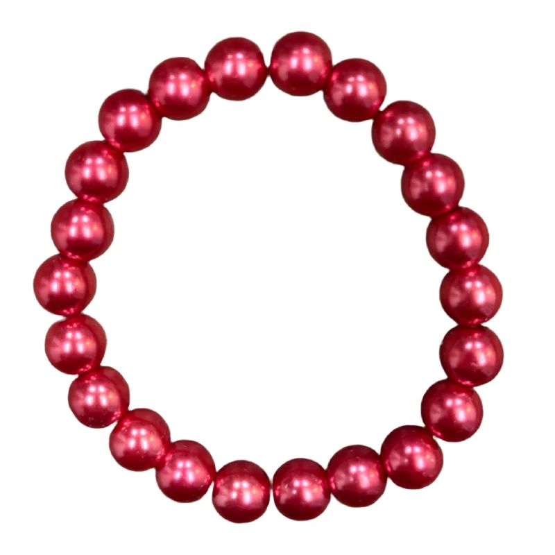 birth month gemstone ladies bracelets & bangles-Candy Apple Red Pearl 10mm Bracelet