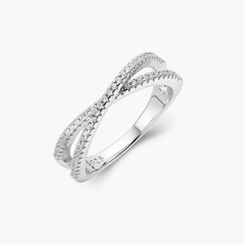 double-band ladies ring-Petite X Ring