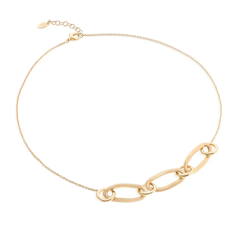 romantic love ladies necklace-18K Yellow Gold Mixed Link Half Collar Necklace