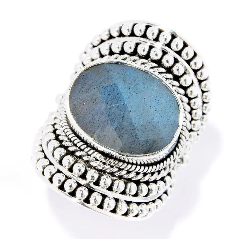 heart-shaped ladies ring-Beloved Ring- Labradorite